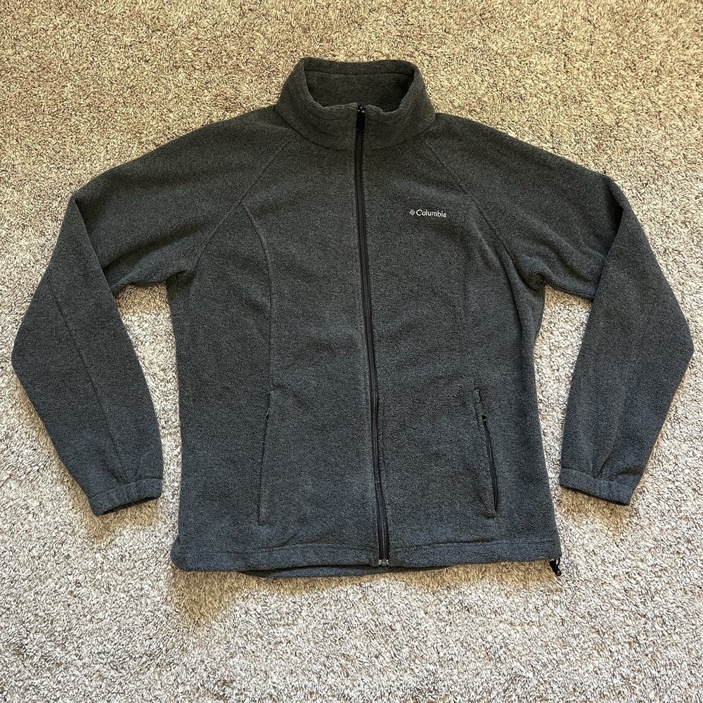 Columbia Jacket Mens Large Gray Full Zip Long Sleeve Fleece Outdoor Hiking